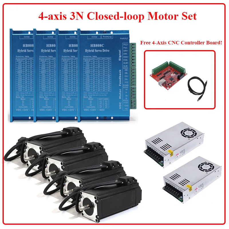 Nema 23 Closed Loop Stepper Motor Driver Kit - Motor Stepper Loop Tertutup 4 Axis