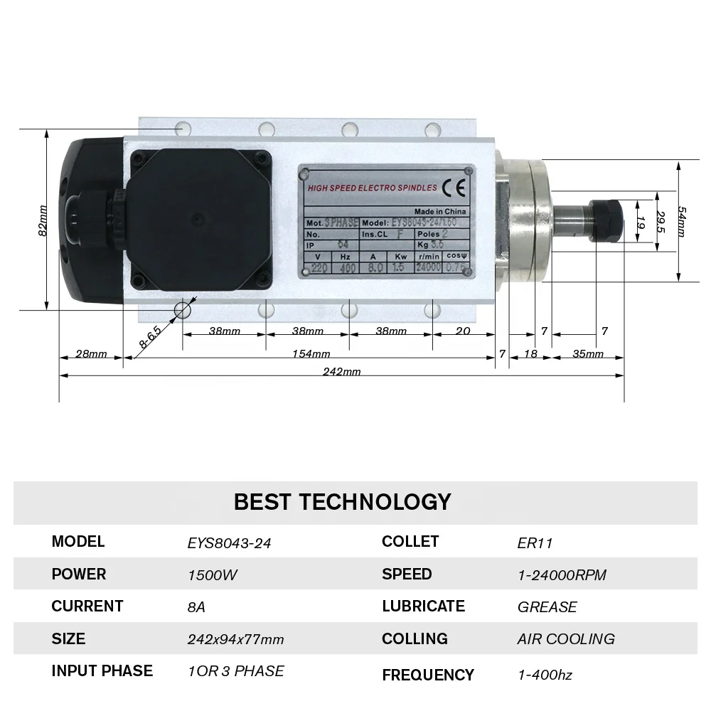 HLTNC 1.5kw Motor Spindle Berp - Air Cooled 1.5Kw Spindle Motor Inverter 110V ulasan dan harga