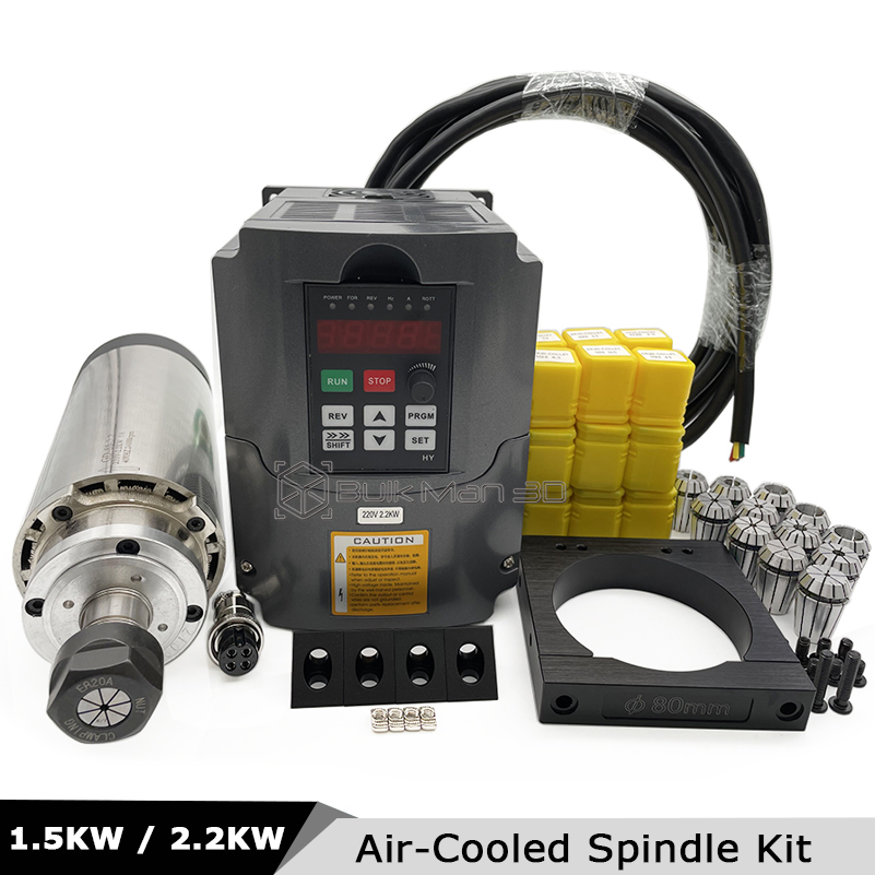 Kit Spindle CNC Berpendingin U - Air Cooled 1.5Kw Spindle Motor Inverter 110V ulasan dan harga